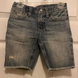 Polo by Ralph Lauren Light Blue Washed Cotton Ripped Denim Jean Shorts